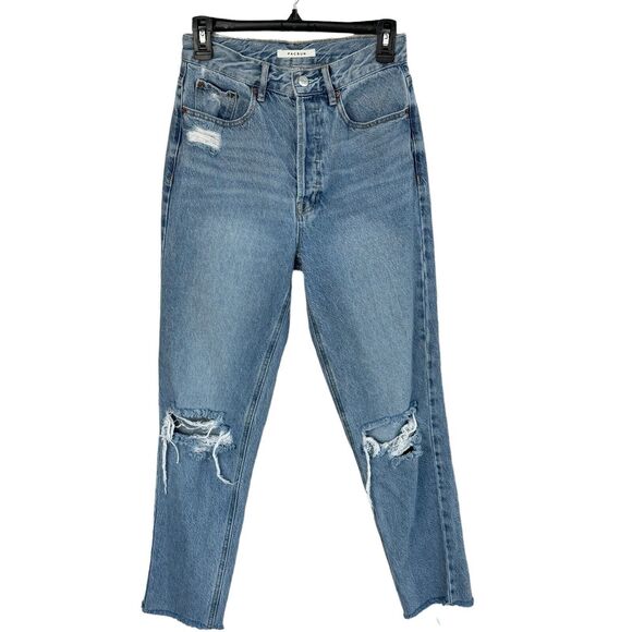 Pacsun SZ 26 Ultra High-Rise Slim Jeans Button-Fly Distressed Pockets Light Wash - Picture 1 of 11